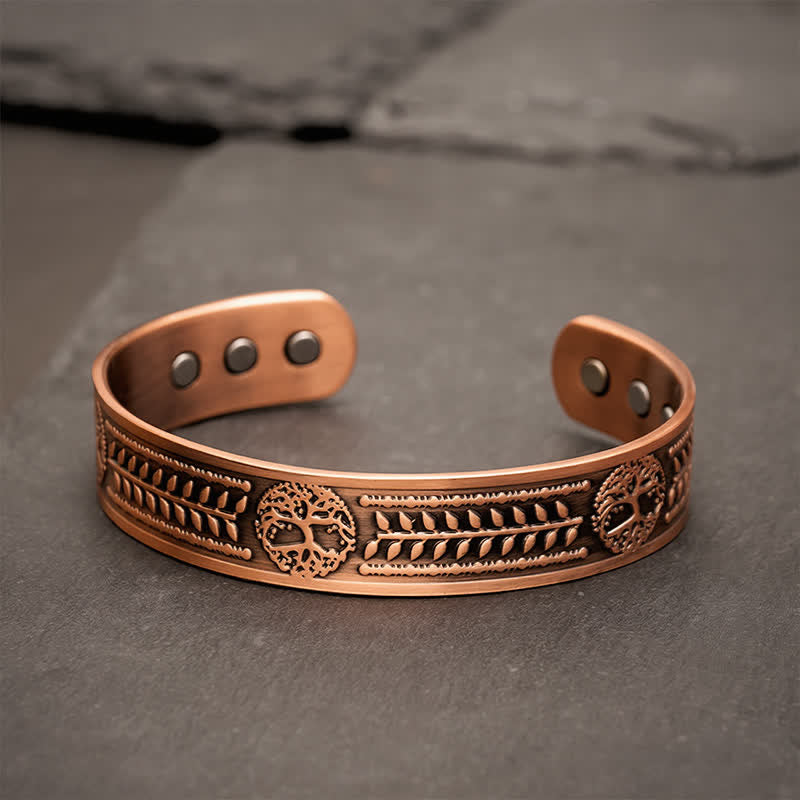 Buddha Stones Armband aus rotem Kupfer mit eingraviertem Lebensbaum-Motiv - Rotkupfer (Innendurchmesser: ca. 58 mm) - image 0
