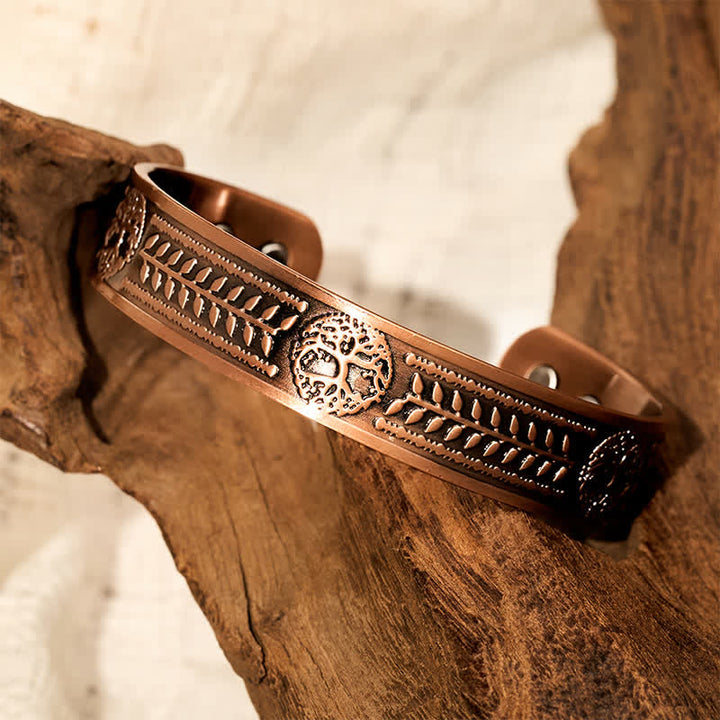 Buddha Stones Armband aus rotem Kupfer mit eingraviertem Lebensbaum-Motiv - image 2