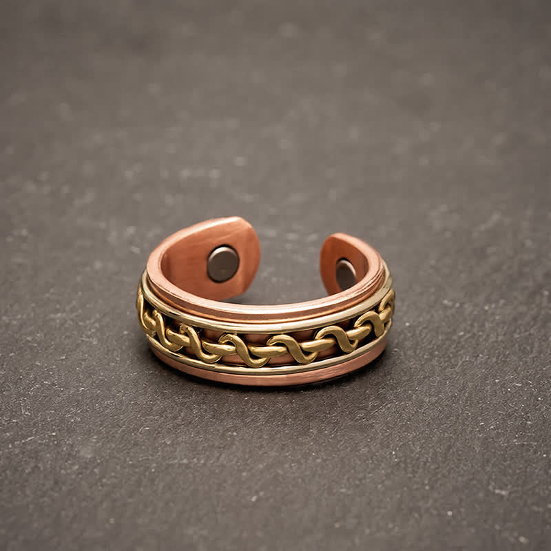 Buddha Stones Armbandring mit Erdungsfunktion und verschlungenem Kettenmuster aus rotem Kupfer - Ring (Innendurchmesser: ca. 19,7 mm/US10) - image 8
