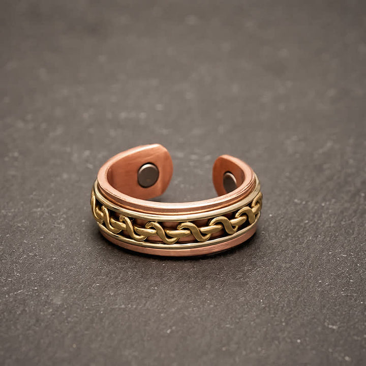 Buddha Stones Armbandring mit Erdungsfunktion und verschlungenem Kettenmuster aus rotem Kupfer - Ring (Innendurchmesser: ca. 19,7 mm/US10) - image 8