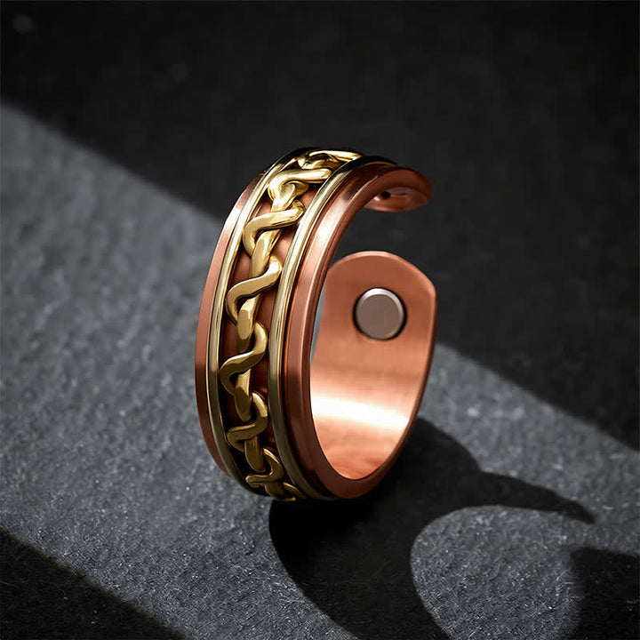 Buddha Stones Armbandring mit Erdungsfunktion und verschlungenem Kettenmuster aus rotem Kupfer - image 10