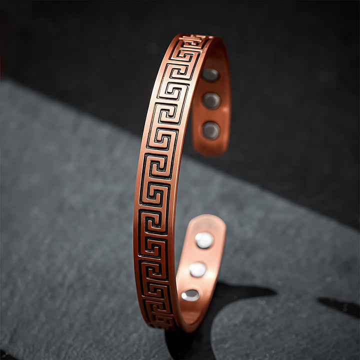 Buddha Stones Armband aus rotem Kupfer mit griechischem Schlüsselmuster - image 3