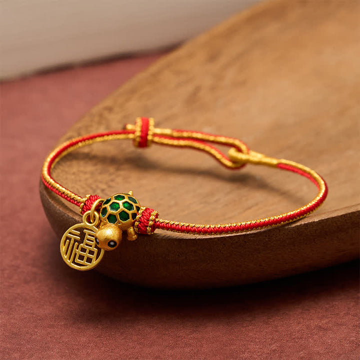 Buddha Stones Rotes Armband mit Kupferfaden und Schildkrötenmotiv - image 4