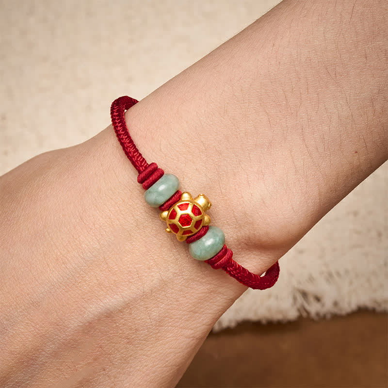 Buddha Stones Schildkröten-Armband aus kupferrotem Garn, handgewebt, Wohlstandssymbol - image 3