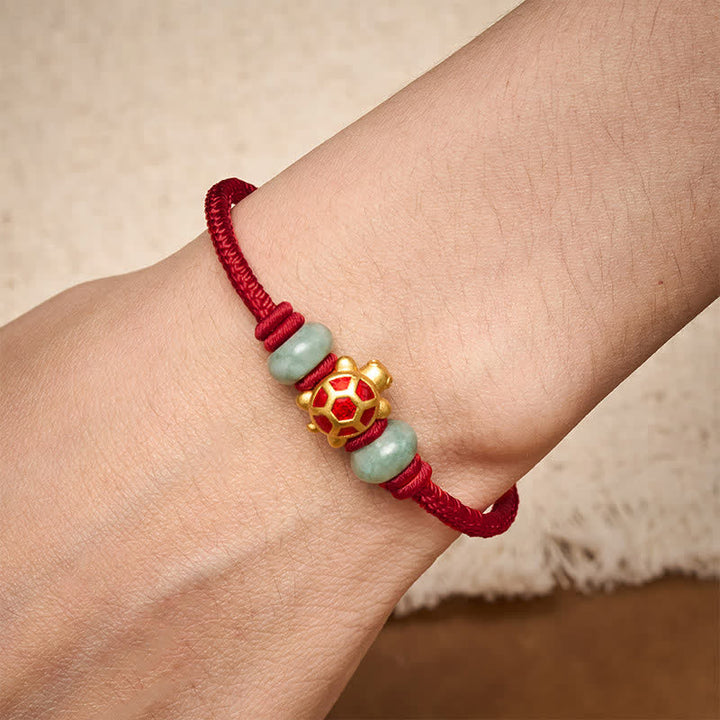 Buddha Stones Schildkröten-Armband aus kupferrotem Garn, handgewebt, Wohlstandssymbol - image 3