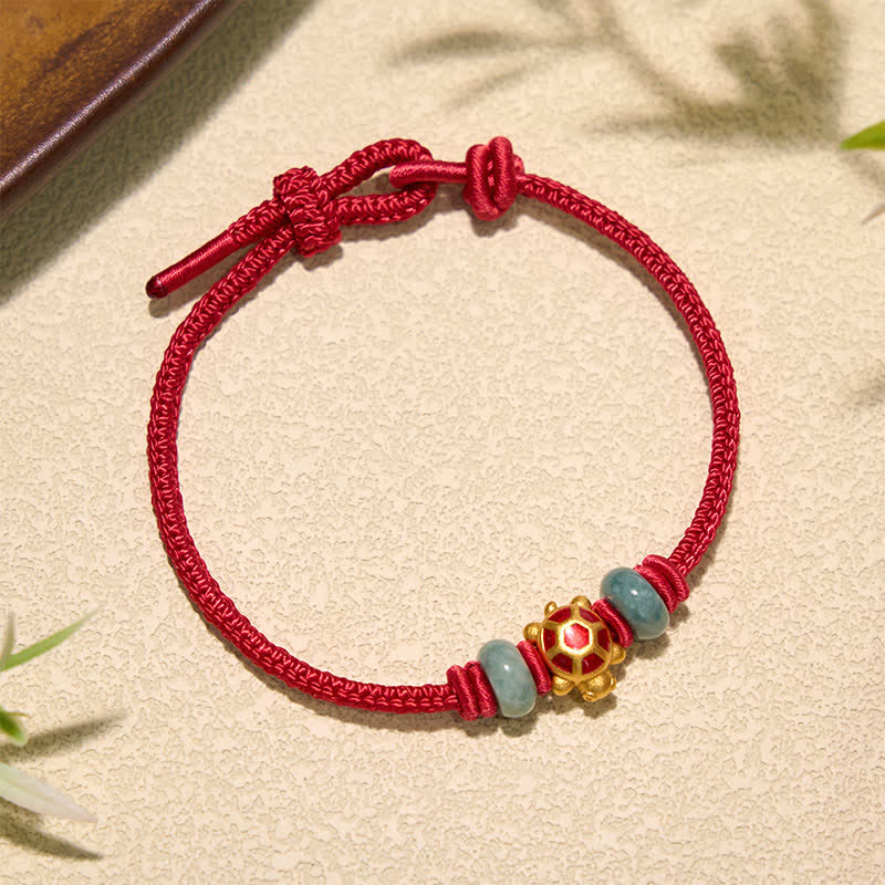 Buddha Stones Schildkröten-Armband aus kupferrotem Garn, handgewebt, Wohlstandssymbol - image 2