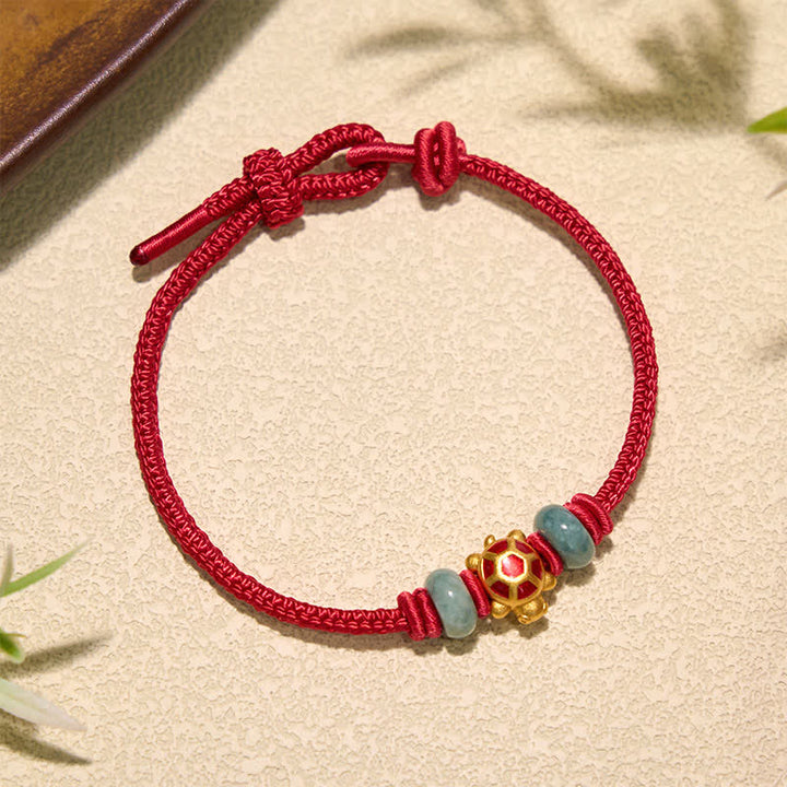 Buddha Stones Schildkröten-Armband aus kupferrotem Garn, handgewebt, Wohlstandssymbol - image 2