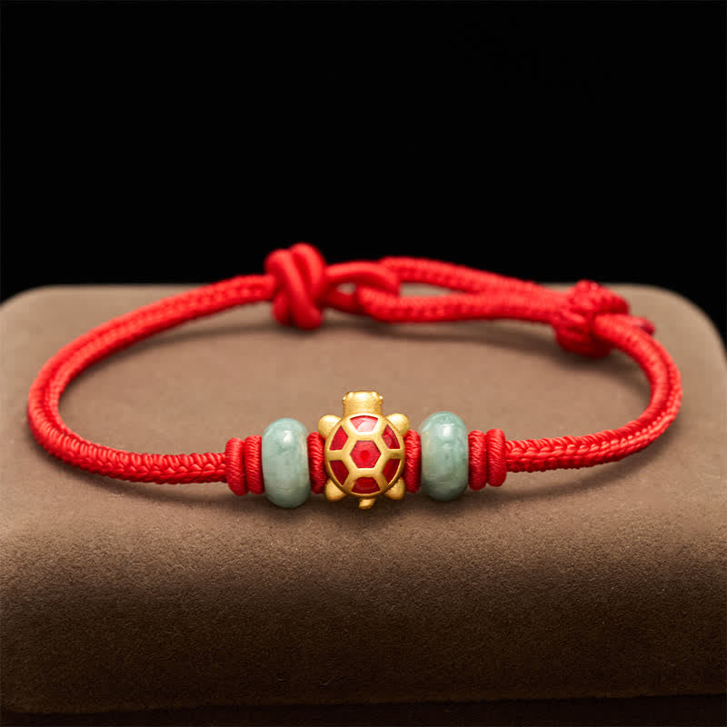 Buddha Stones Schildkröten-Armband aus kupferrotem Garn, handgewebt, Wohlstandssymbol - image 12