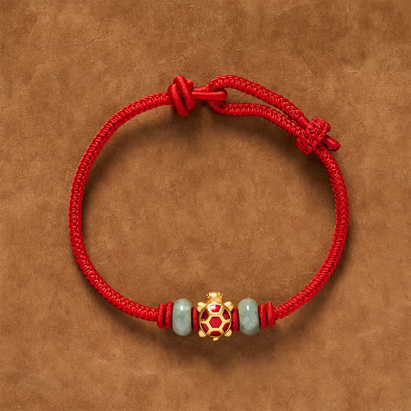 Buddha Stones Schildkröten-Armband aus kupferrotem Garn, handgewebt, Wohlstandssymbol - image 10