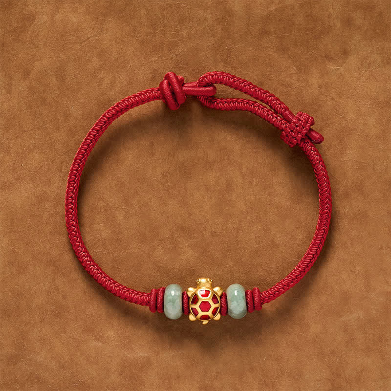 Buddha Stones Schildkröten-Armband aus kupferrotem Garn, handgewebt, Wohlstandssymbol - image 1