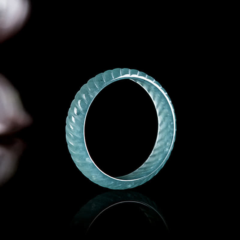 Buddha Stones Durchscheinender Jade-Drachenschuppen-Kraftring - Ring aus blauem Jade mit Drachenschuppen - US11 (21 mm) - image 0