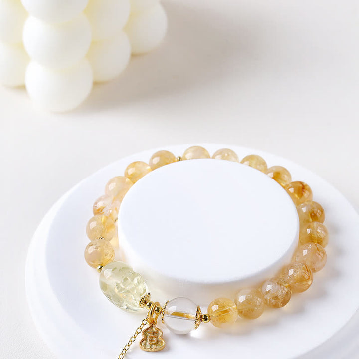 Buddha Stones Chinesisch inspiriertes Citrin-Pi-Xiu-Anhänger-Armband für Glück und Fülle - image 1