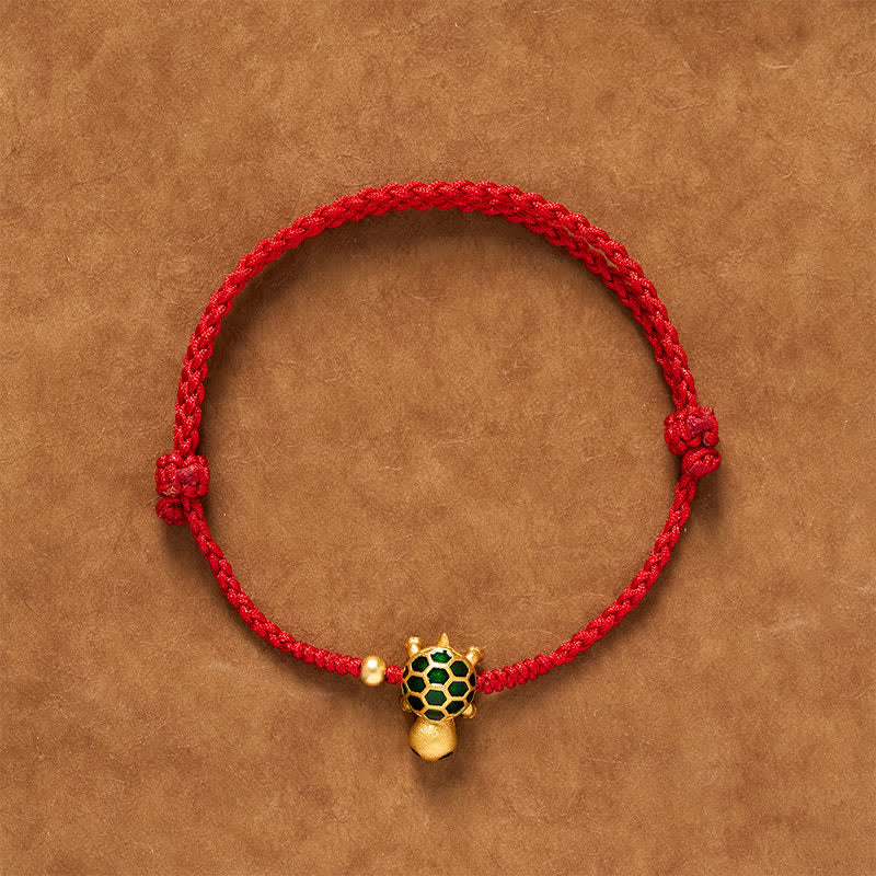 Buddha Stones Handgefertigtes Armband aus geflochtenem rotem Garn mit Schildkrötenmotiv - Dunkelrot (Handgelenkumfang: 14–18 cm) - image 0