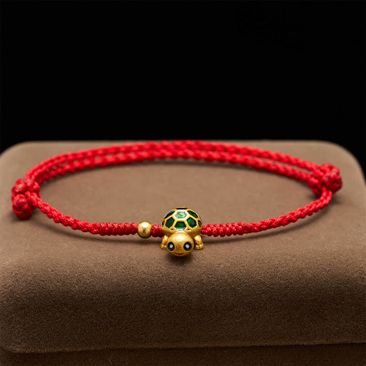 Buddha Stones Handgefertigtes Armband aus geflochtenem rotem Garn mit Schildkrötenmotiv - image 2