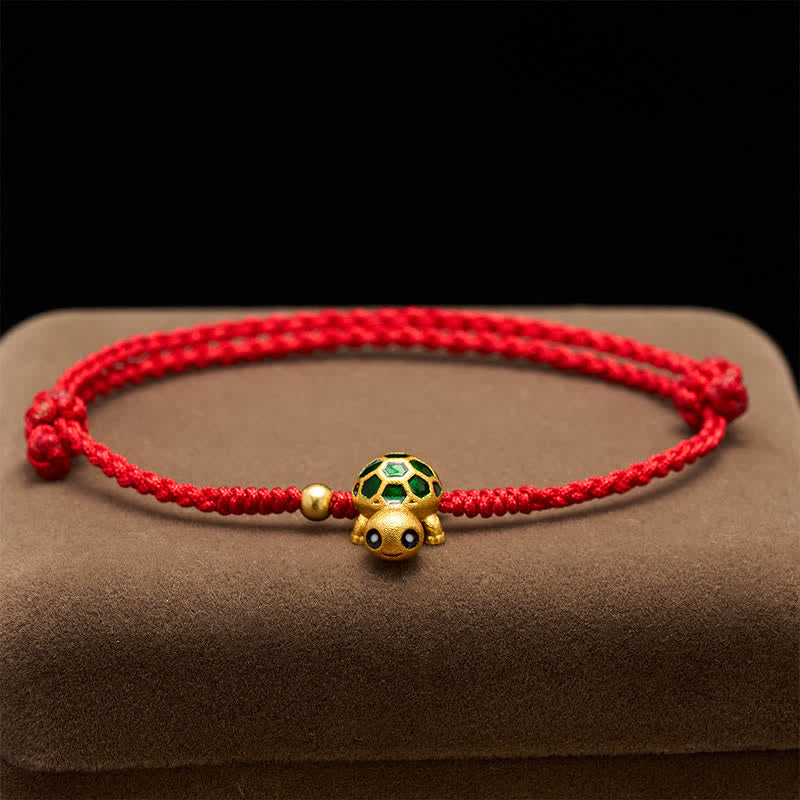 Buddha Stones Handgefertigtes Armband aus geflochtenem rotem Garn mit Schildkrötenmotiv - image 2