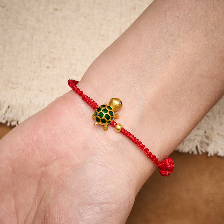 Buddha Stones Handgefertigtes Armband aus geflochtenem rotem Garn mit Schildkrötenmotiv - image 5