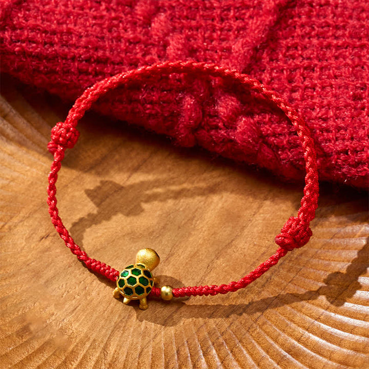Buddha Stones Handgefertigtes Armband aus geflochtenem rotem Garn mit Schildkrötenmotiv - image 4