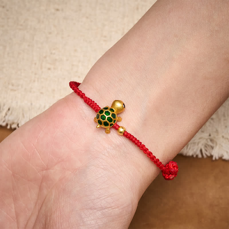 Buddha Stones Handgefertigtes Armband aus geflochtenem rotem Garn mit Schildkrötenmotiv - image 5