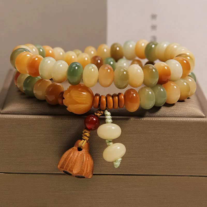 Buddha Stones Weißes Bodhi-Samen-Lotus-Reinheit-Doppelwickelarmband - Doppelt gewickelt (Handgelenkumfang: 14–15 cm) - image 0