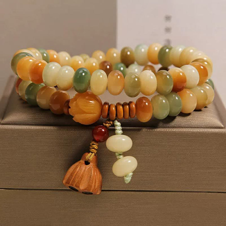 Buddha Stones Weißes Bodhi-Samen-Lotus-Reinheit-Doppelwickelarmband - Doppelt gewickelt (Handgelenkumfang: 14–15 cm) - image 0