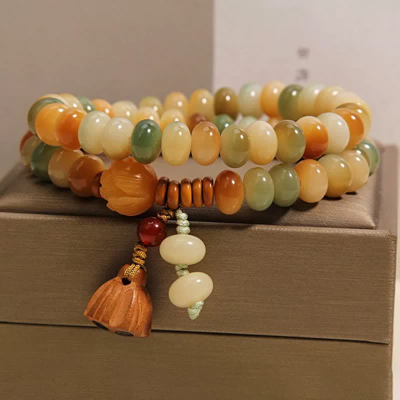 Buddha Stones Weißes Bodhi-Samen-Lotus-Reinheit-Doppelwickelarmband - image 9