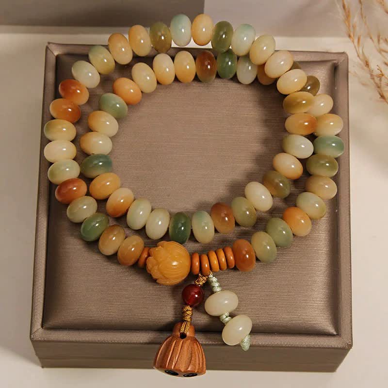 Buddha Stones Weißes Bodhi-Samen-Lotus-Reinheit-Doppelwickelarmband - image 1
