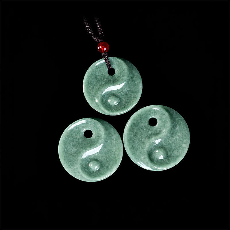 Buddha Stones Halskette aus geflochtenem Band mit Yin-Yang-Symbol aus grünem Jade - image 4
