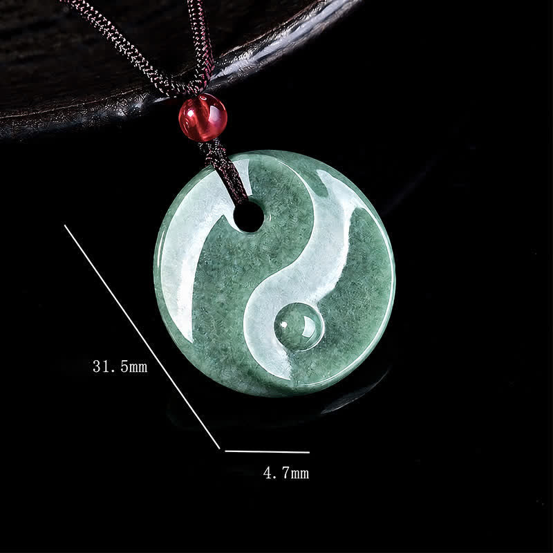Buddha Stones Halskette aus geflochtenem Band mit Yin-Yang-Symbol aus grünem Jade - image 7