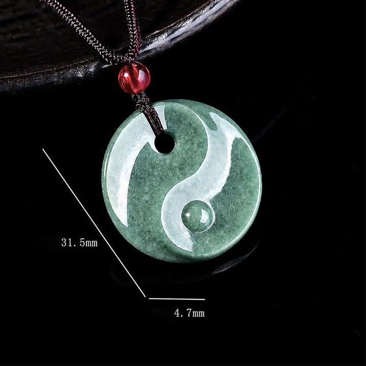 Buddha Stones Halskette aus geflochtenem Band mit Yin-Yang-Symbol aus grünem Jade - image 7