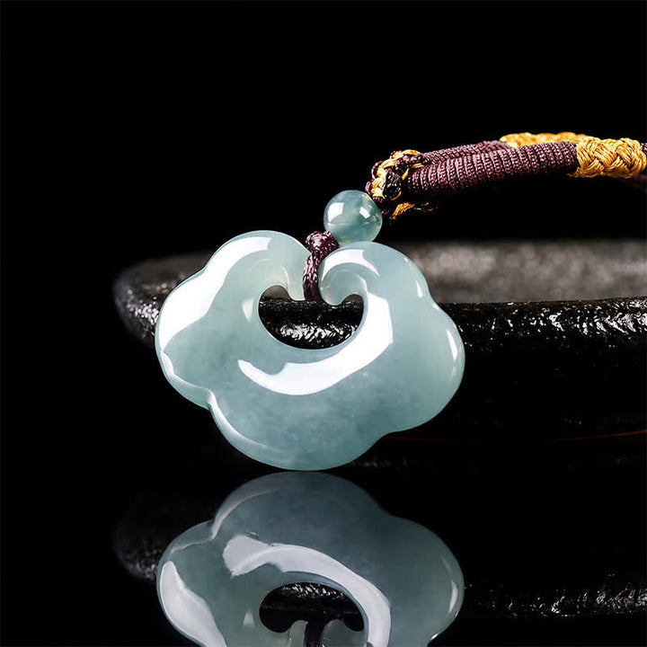 Buddha Stones Jade Ruyi Cloud Chinesisches Schloss Glücksanhänger Halskette - image 3