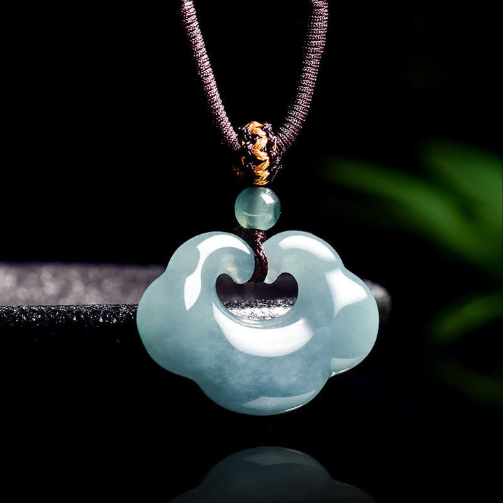 Buddha Stones Jade Ruyi Cloud Chinesisches Schloss Glücksanhänger Halskette - image 1