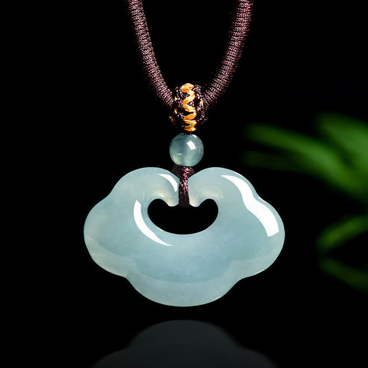 Buddha Stones Jade Ruyi Cloud Chinesisches Schloss Glücksanhänger Halskette - Chinesischer Schlossanhänger - image 0