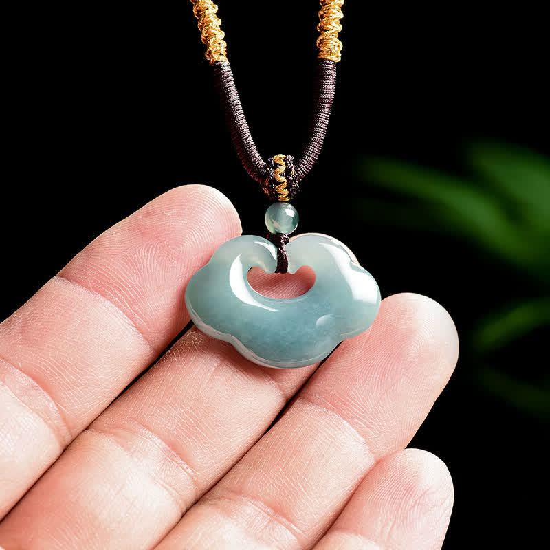 Buddha Stones Jade Ruyi Cloud Chinesisches Schloss Glücksanhänger Halskette - image 7