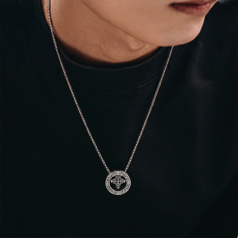 Buddha Stones Vintage-Halskette mit rundem Anhänger in Kupfer, der ein gekreuztes Vajra-Motiv (spirituelle Kraft) trägt - image 3