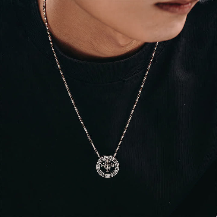 Buddha Stones Vintage-Halskette mit rundem Anhänger in Kupfer, der ein gekreuztes Vajra-Motiv (spirituelle Kraft) trägt - image 3