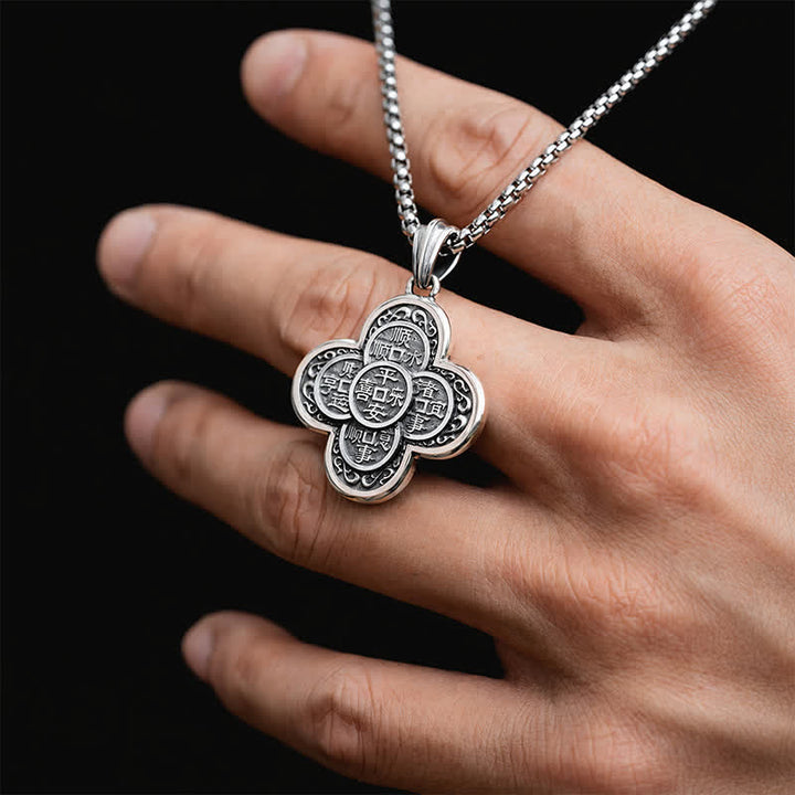Buddha Stones Vintage-Kupferkette mit fünf Kaisermünzen im Kleeblatt-Design – ein Amulett für Reichtum - image 2
