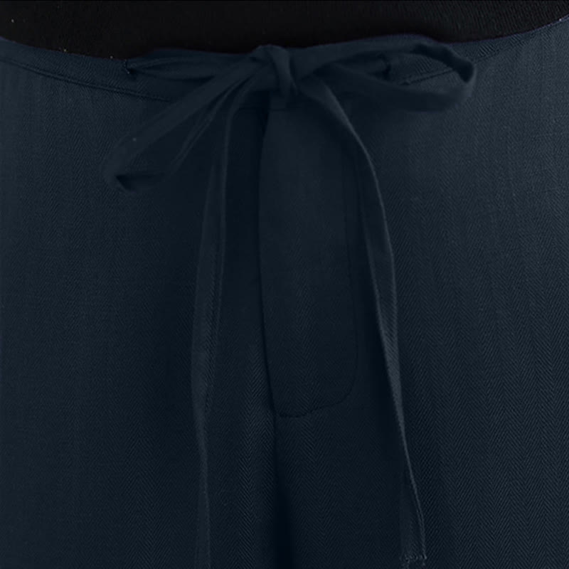 Buddha Stones Minimalistische, lässige lange Hose mit Kordelzug und Reißverschluss für Frühling und Sommer, einfarbig, gerades Bein, mit Taschen - image 6