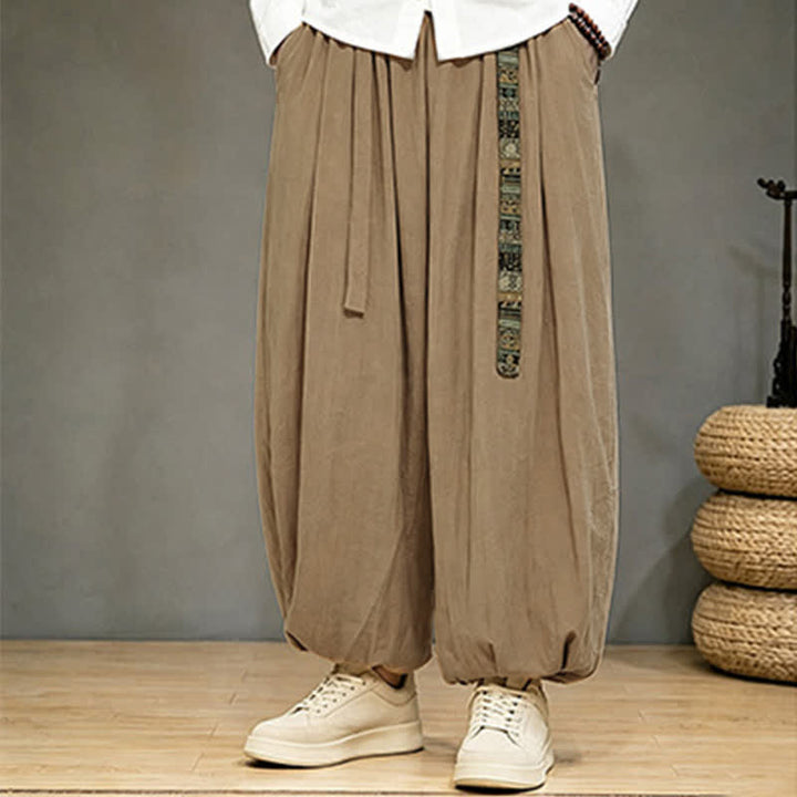 Buddha Stones Chinesische Haremshosen für Herren, einfarbig, mit Tasche, ideal für Frühling und Sommer - Bräunen - US/UK/AU46, EU56 (5XL) - image 5