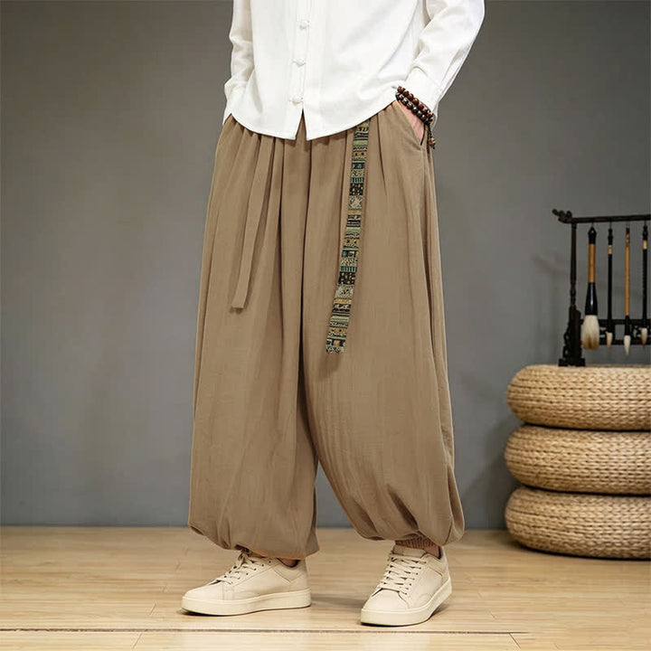 Buddha Stones Chinesische Haremshosen für Herren, einfarbig, mit Tasche, ideal für Frühling und Sommer - image 6
