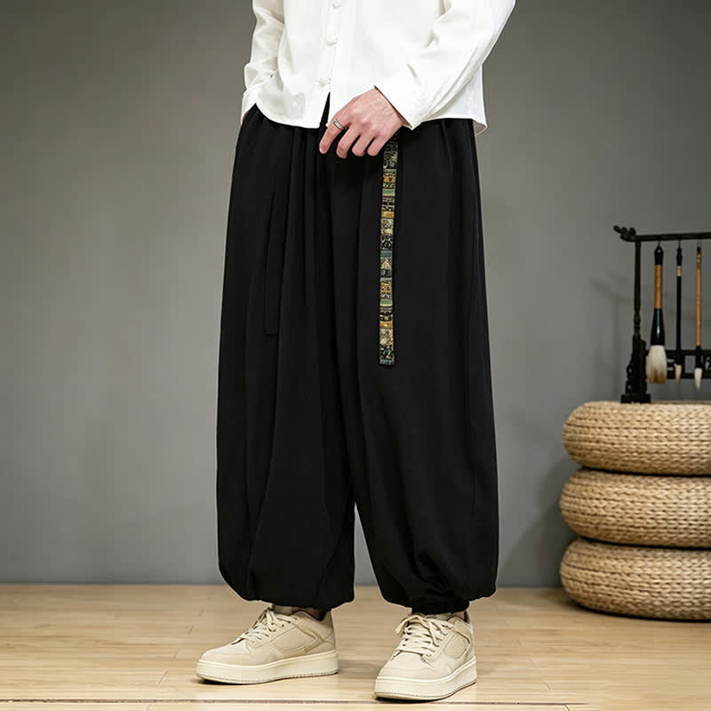 Buddha Stones Chinesische Haremshosen für Herren, einfarbig, mit Tasche, ideal für Frühling und Sommer - image 1