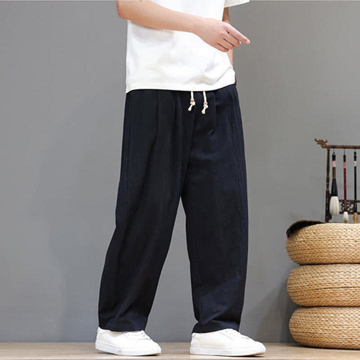 Buddha Stones Lässige, minimalistische Herren-Ankle-Hose mit Kordelzug, geradem Bein und Tasche für Frühling und Sommer - image 12
