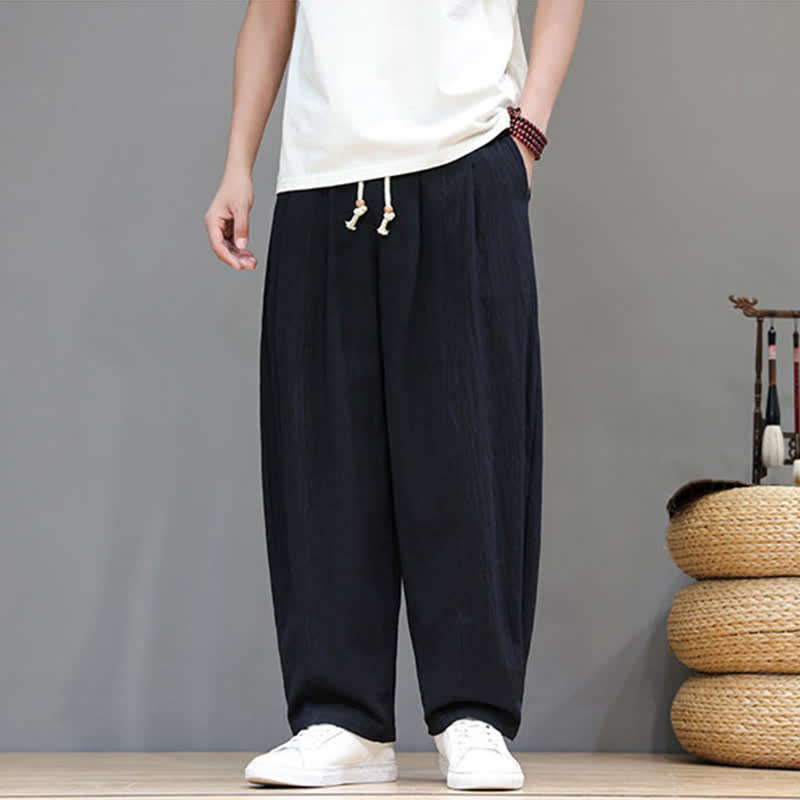 Buddha Stones Lässige, minimalistische Herren-Ankle-Hose mit Kordelzug, geradem Bein und Tasche für Frühling und Sommer - Schwarz - US/UK/AU48, EU58 (6XL) - image 8