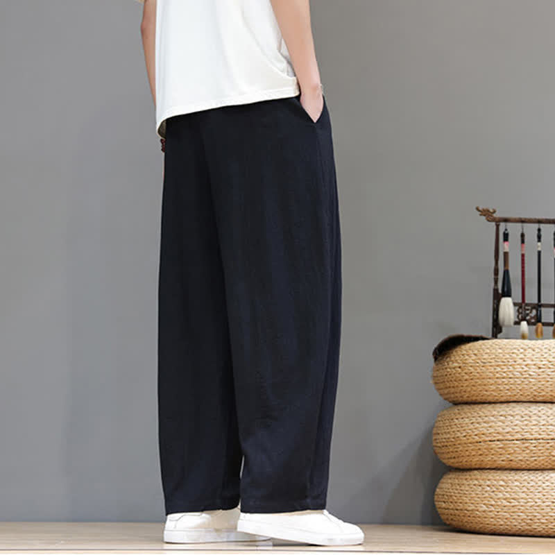 Buddha Stones Lässige, minimalistische Herren-Ankle-Hose mit Kordelzug, geradem Bein und Tasche für Frühling und Sommer - image 13