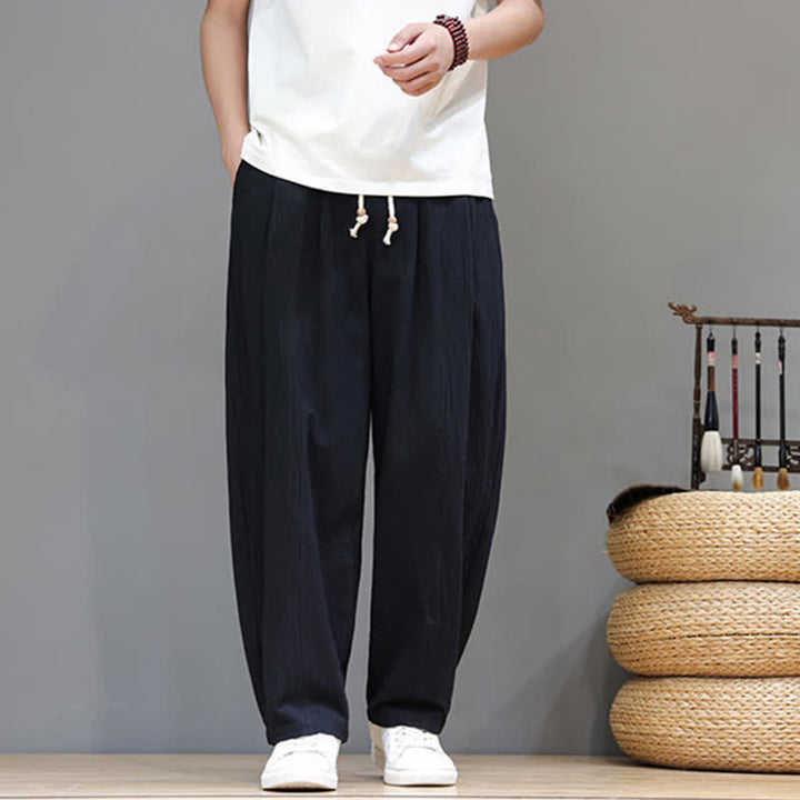 Buddha Stones Lässige, minimalistische Herren-Ankle-Hose mit Kordelzug, geradem Bein und Tasche für Frühling und Sommer - image 10