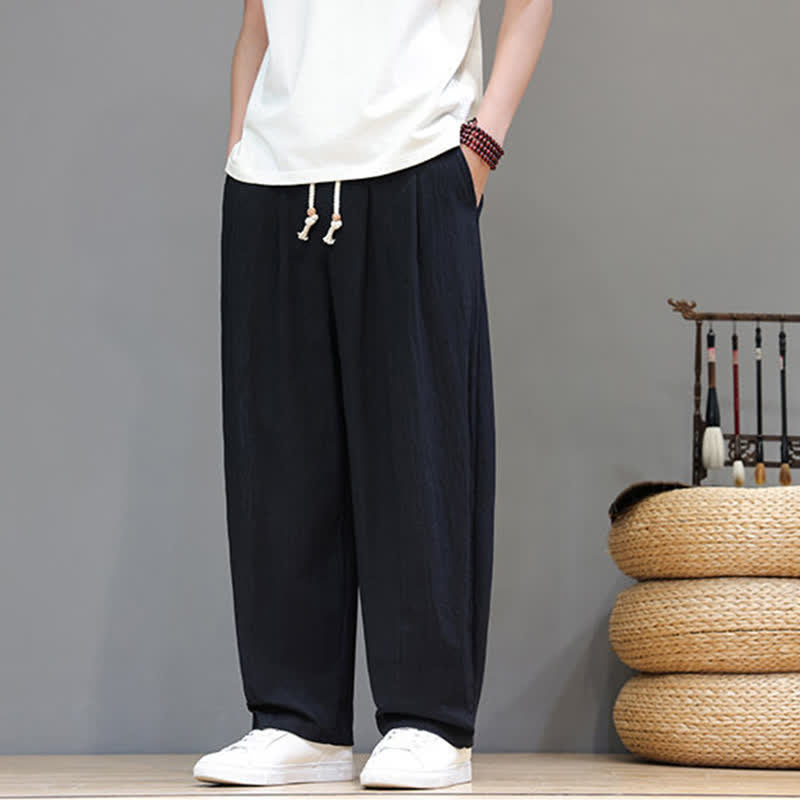 Buddha Stones Lässige, minimalistische Herren-Ankle-Hose mit Kordelzug, geradem Bein und Tasche für Frühling und Sommer - image 9