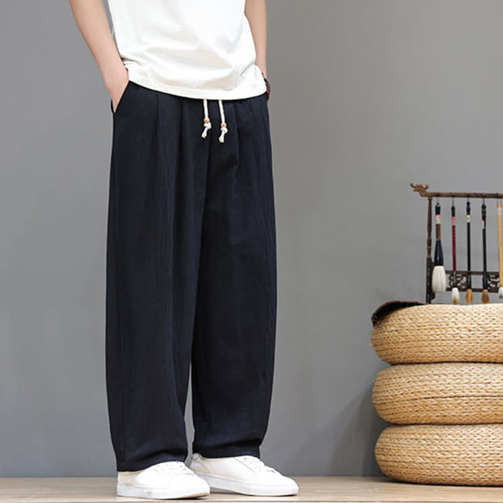 Buddha Stones Lässige, minimalistische Herren-Ankle-Hose mit Kordelzug, geradem Bein und Tasche für Frühling und Sommer - image 11