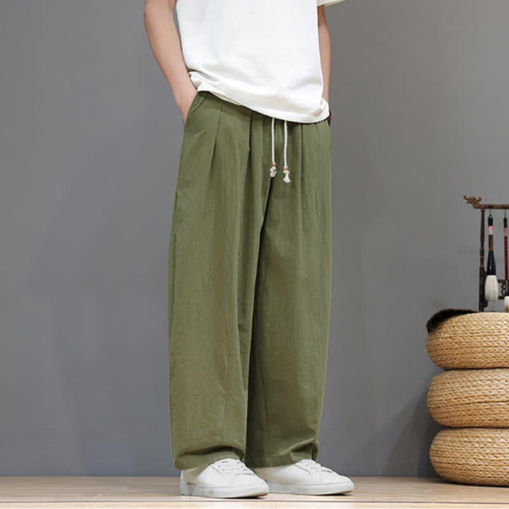 Buddha Stones Lässige, minimalistische Herren-Ankle-Hose mit Kordelzug, geradem Bein und Tasche für Frühling und Sommer - image 5