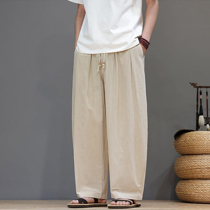Buddha Stones Lässige, minimalistische Herren-Ankle-Hose mit Kordelzug, geradem Bein und Tasche für Frühling und Sommer - image 16