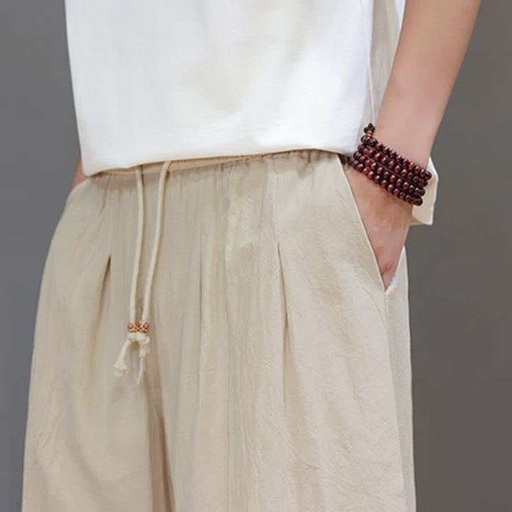 Buddha Stones Lässige, minimalistische Herren-Ankle-Hose mit Kordelzug, geradem Bein und Tasche für Frühling und Sommer - image 24