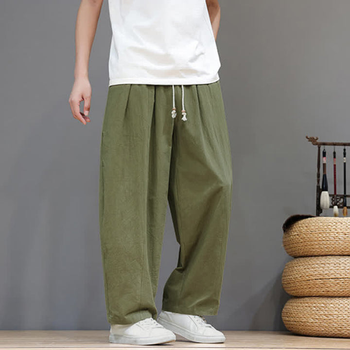 Buddha Stones Lässige, minimalistische Herren-Ankle-Hose mit Kordelzug, geradem Bein und Tasche für Frühling und Sommer - image 4